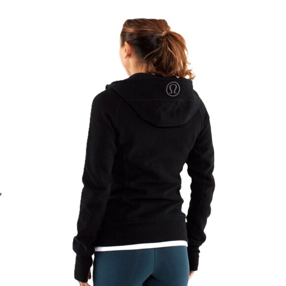Lululemon cotton blend black and white Scuba jacket with hood, 8, Y2K - Picture 6 of 16